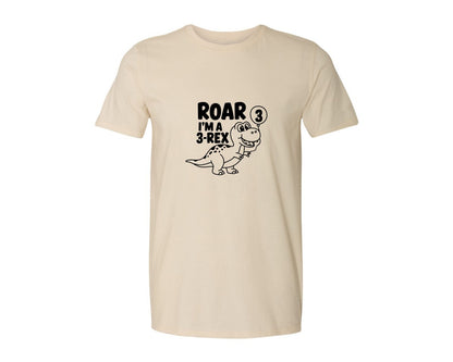 brand:Generic|color:Light Cream / Natural|3 Rex Dinosaur Birthday Graphic T-Shirt