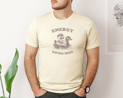 brand:Bella Canvas|color:Light Cream / Natural|Energy Saving Mode Sloth On Duck Float Graphic T-Shirt