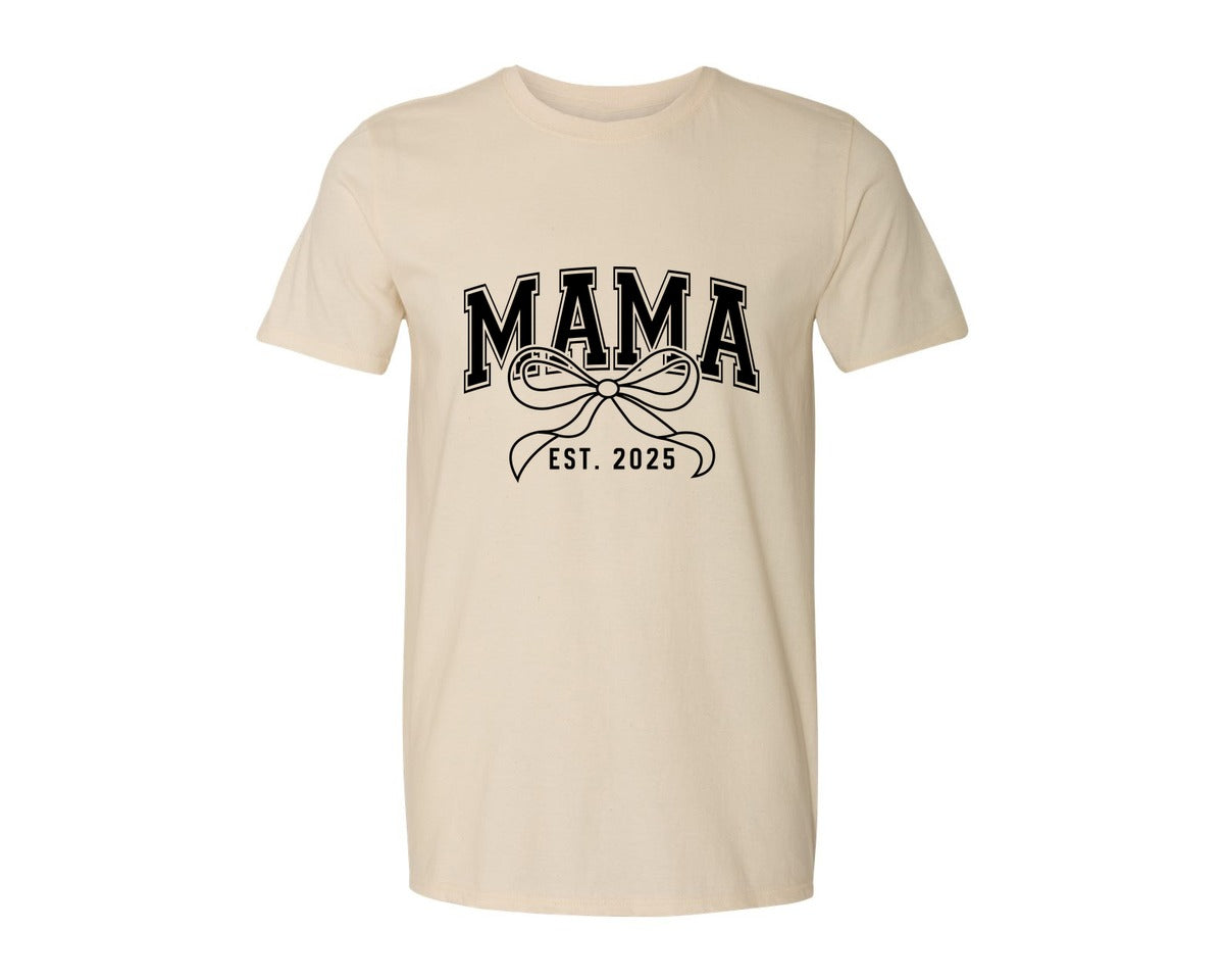 brand:Generic|color:Light Cream / Natural|Mama Bow Varsity Graphic T-Shirt
