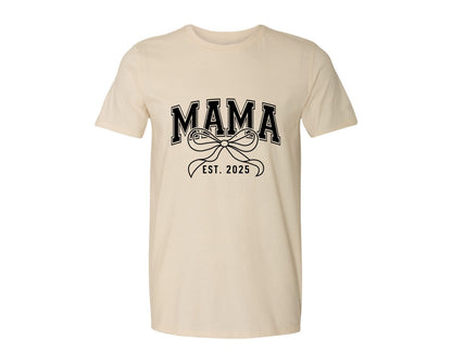 brand:Generic|color:Light Cream / Natural|Mama Bow Varsity Graphic T-Shirt