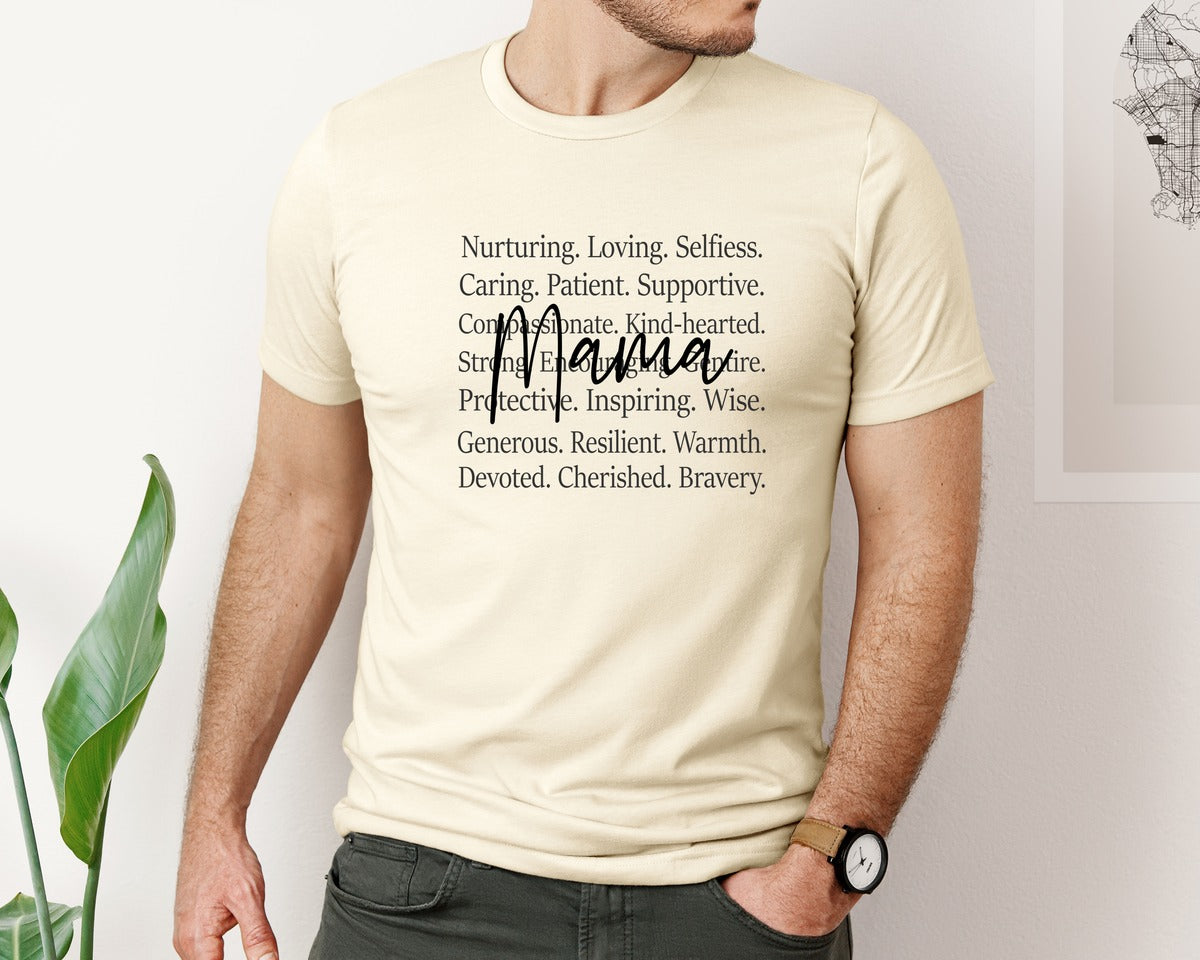 brand:Bella Canvas|color:Light Cream / Natural|Mama Words Mothers Day Graphic T-Shirt