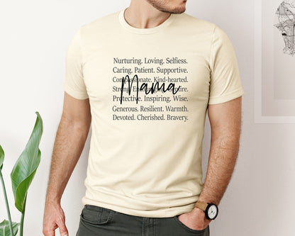 brand:Bella Canvas|color:Light Cream / Natural|Mama Words Mothers Day Graphic T-Shirt