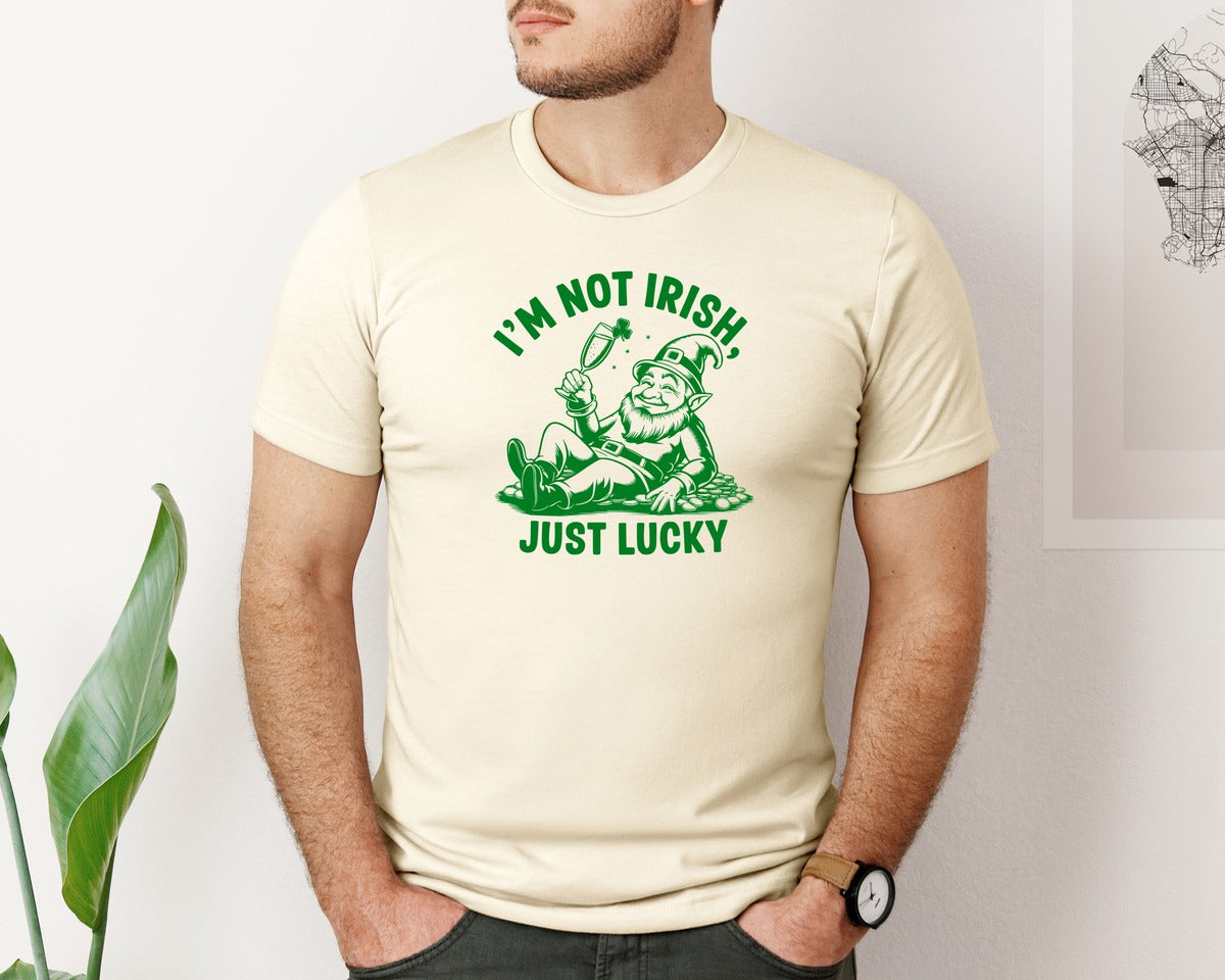 brand:Bella Canvas|color:Light Cream / Natural|Im Not Irish Just Lucky Design Graphic T-Shirt