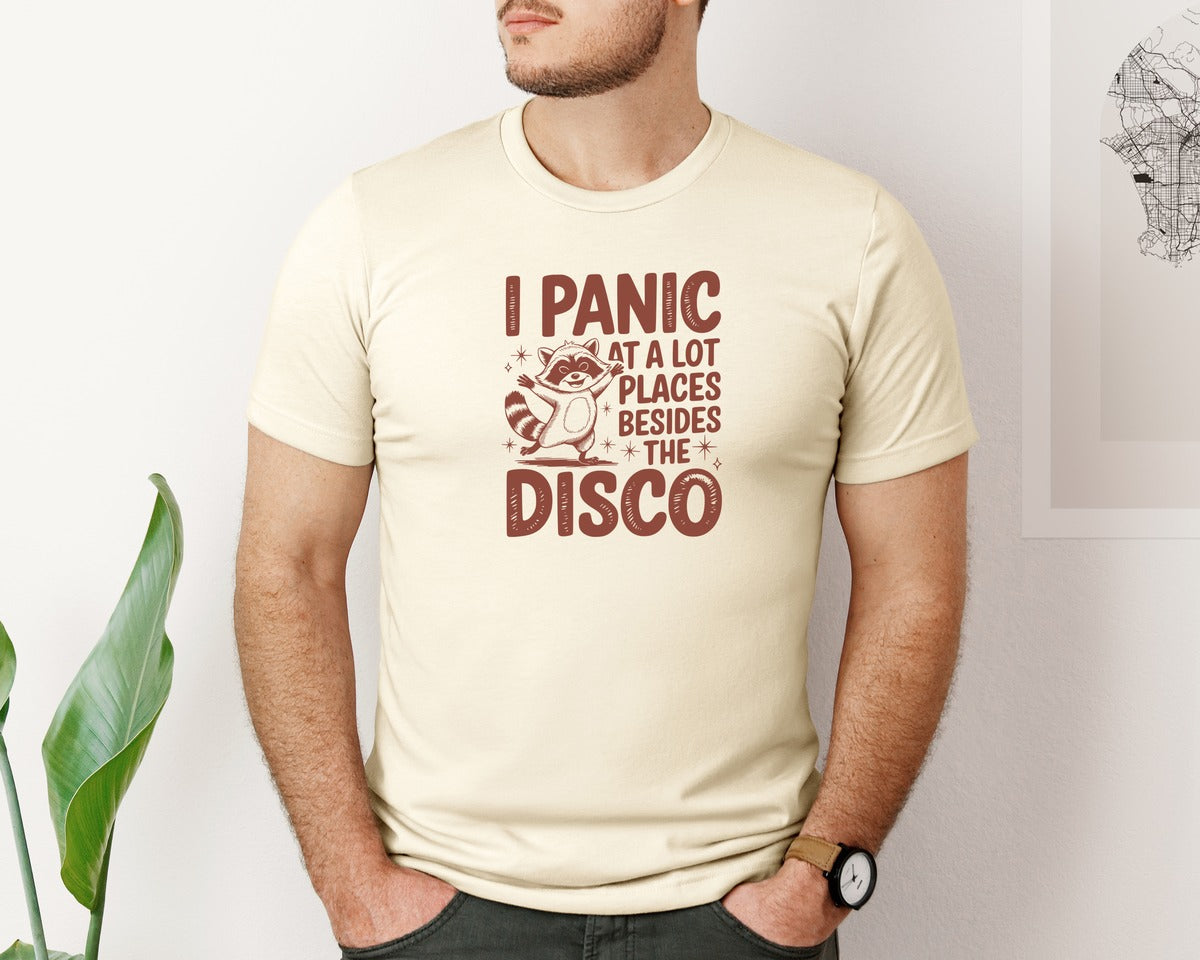 brand:Bella Canvas|color:Light Cream / Natural|I Panic At Lot Places Besides The Disco 2 Graphic T-Shirt