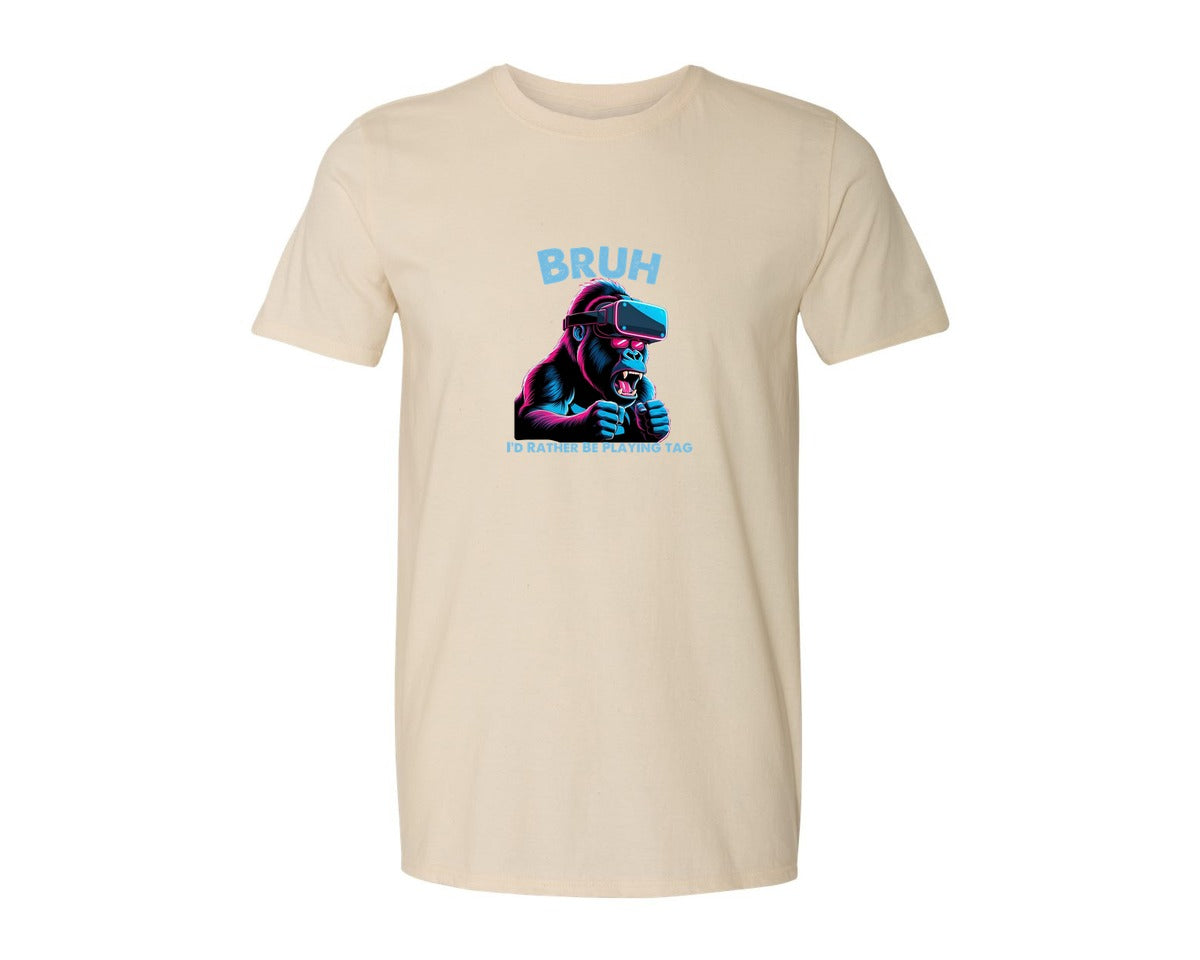brand:Generic|color:Light Cream / Natural|Bruh Id Rather Be Playing Tag T Shirt Graphic T-Shirt