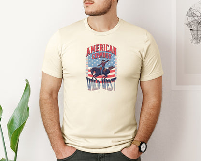 brand:Bella Canvas|color:Light Cream / Natural|American Cowboy Wild West Vintage Graphic T-Shirt
