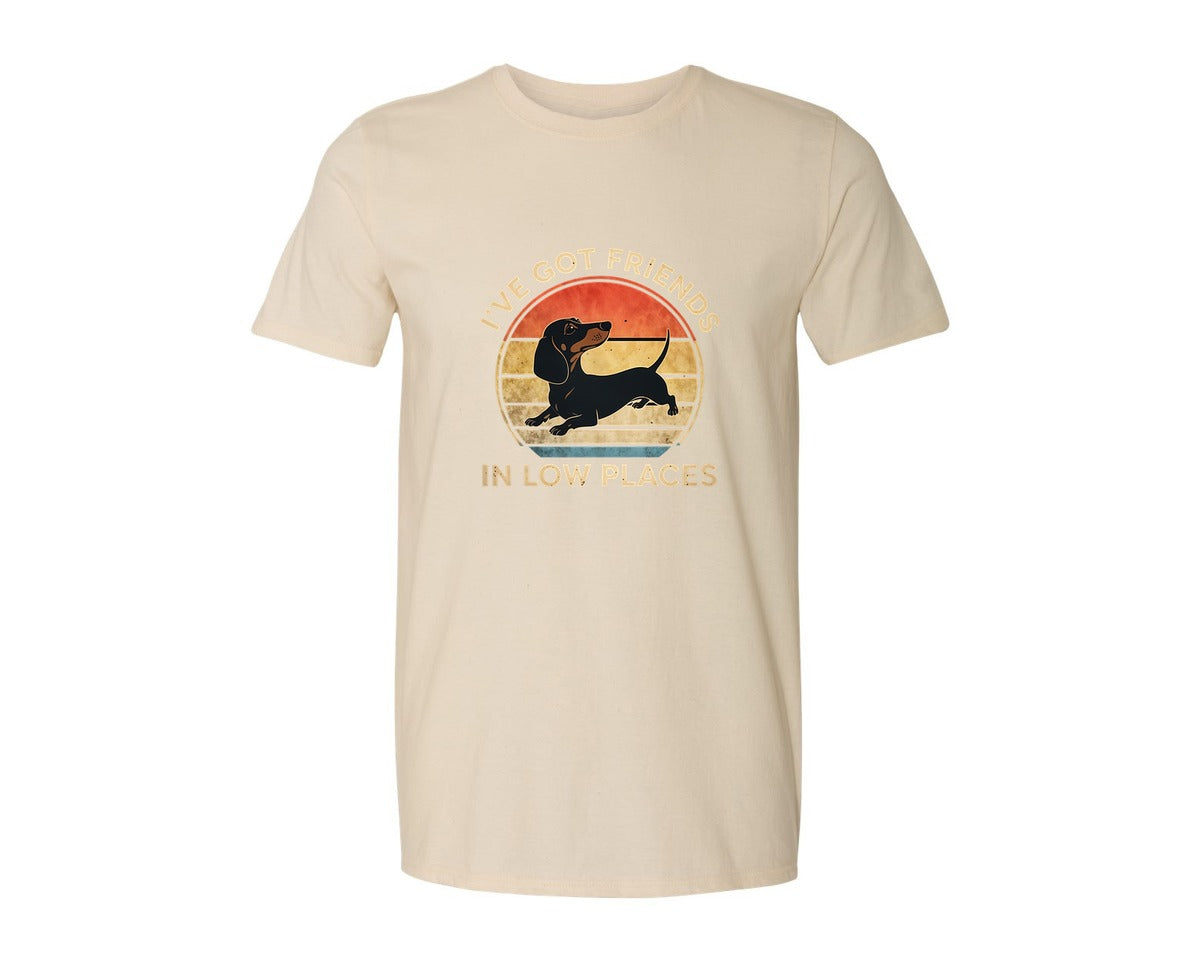 brand:Generic|color:Light Cream / Natural|Dachshund Ive Got Friends In Low Places 2 Graphic T-Shirt