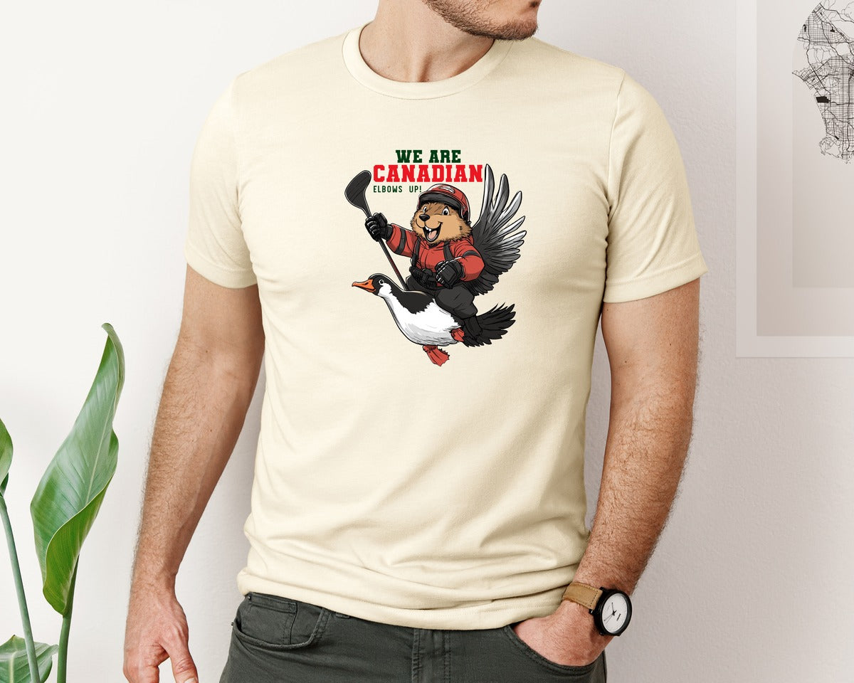 brand:Bella Canvas|color:Light Cream / Natural|We Are Canada Elbows Up Graphic T-Shirt