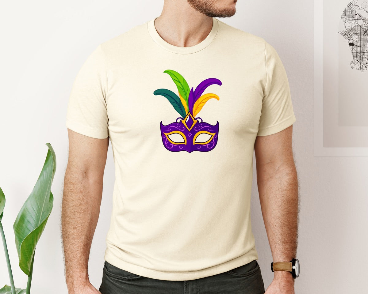brand:Bella Canvas|color:Light Cream / Natural|Mardi Gras Mask T Shirt Design 4 Graphic T-Shirt