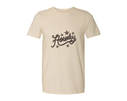 brand:Generic|color:Light Cream / Natural|Howdy Western Cowboy Rope Graphic T-Shirt