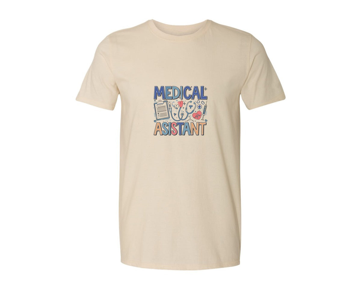 brand:Generic|color:Light Cream / Natural|Medical Assistant 7 Graphic T-Shirt