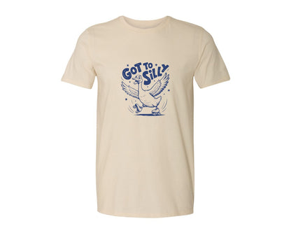 brand:Generic|color:Light Cream / Natural|Funny Goose Got Too Silly Design Graphic T-Shirt