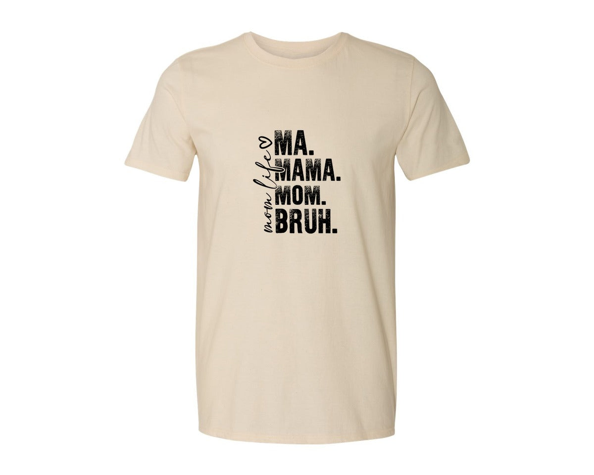 brand:Generic|color:Light Cream / Natural|Funny Mom Ma Mama Mom Bruh 2 Graphic T-Shirt