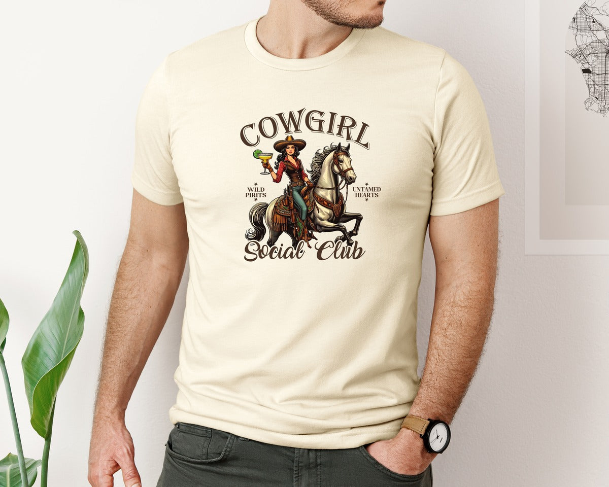 brand:Bella Canvas|color:Light Cream / Natural|Cowgirl Social Club Cowgirl Graphic T-Shirt