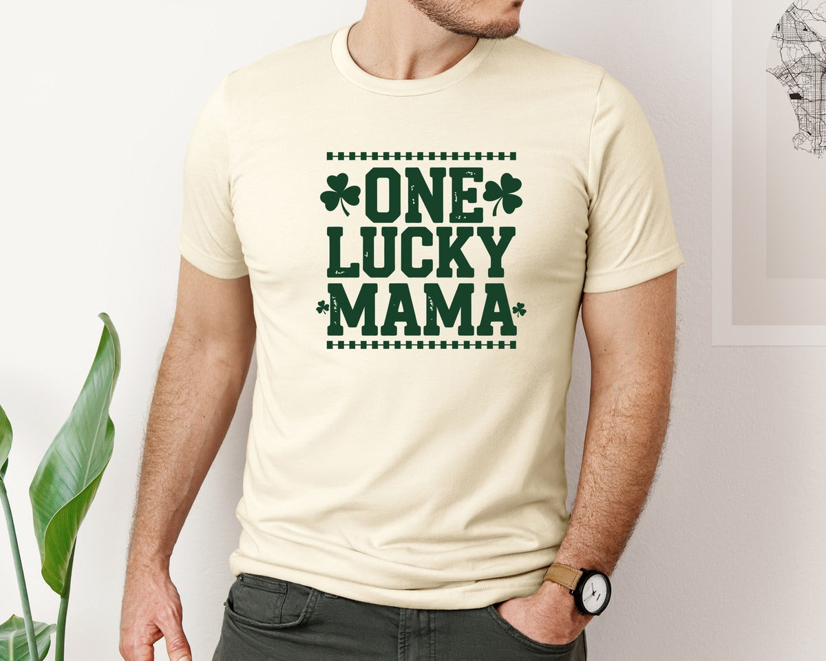 brand:Bella Canvas|color:Light Cream / Natural|One Lucky Mama Design 40 Graphic T-Shirt