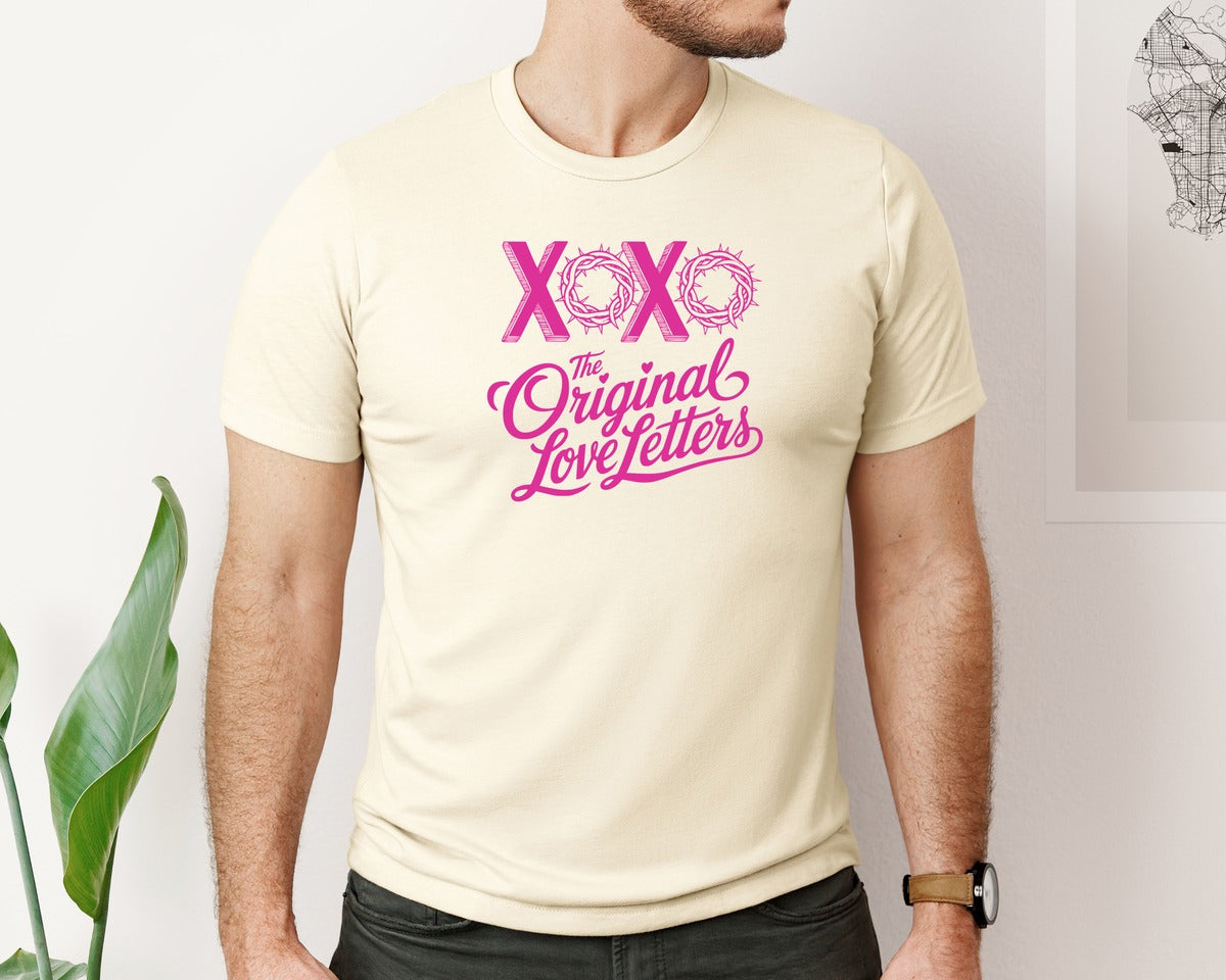 brand:Bella Canvas|color:Light Cream / Natural|Christian Love Religious Valentine Graphic T-Shirt