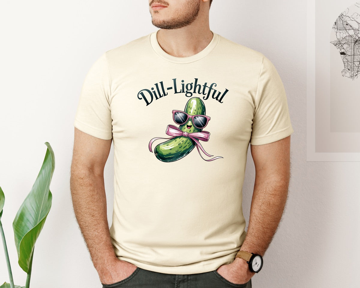 brand:Bella Canvas|color:Light Cream / Natural|Dill Lightful Funny Pickle 2 Graphic T-Shirt