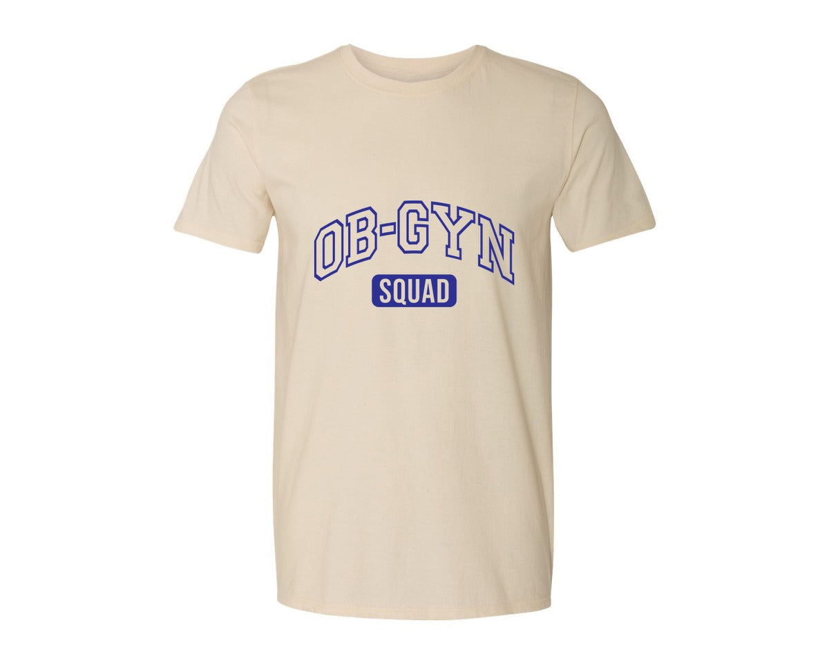 brand:Generic|color:Light Cream / Natural|Ob Gyn Onc Squad At Your Cervix Graphic T-Shirt