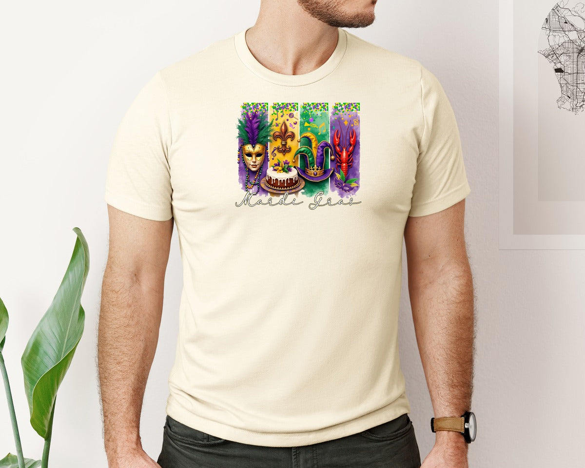 brand:Bella Canvas|color:Light Cream / Natural|Mardi Gras Coquette 2 Graphic T-Shirt