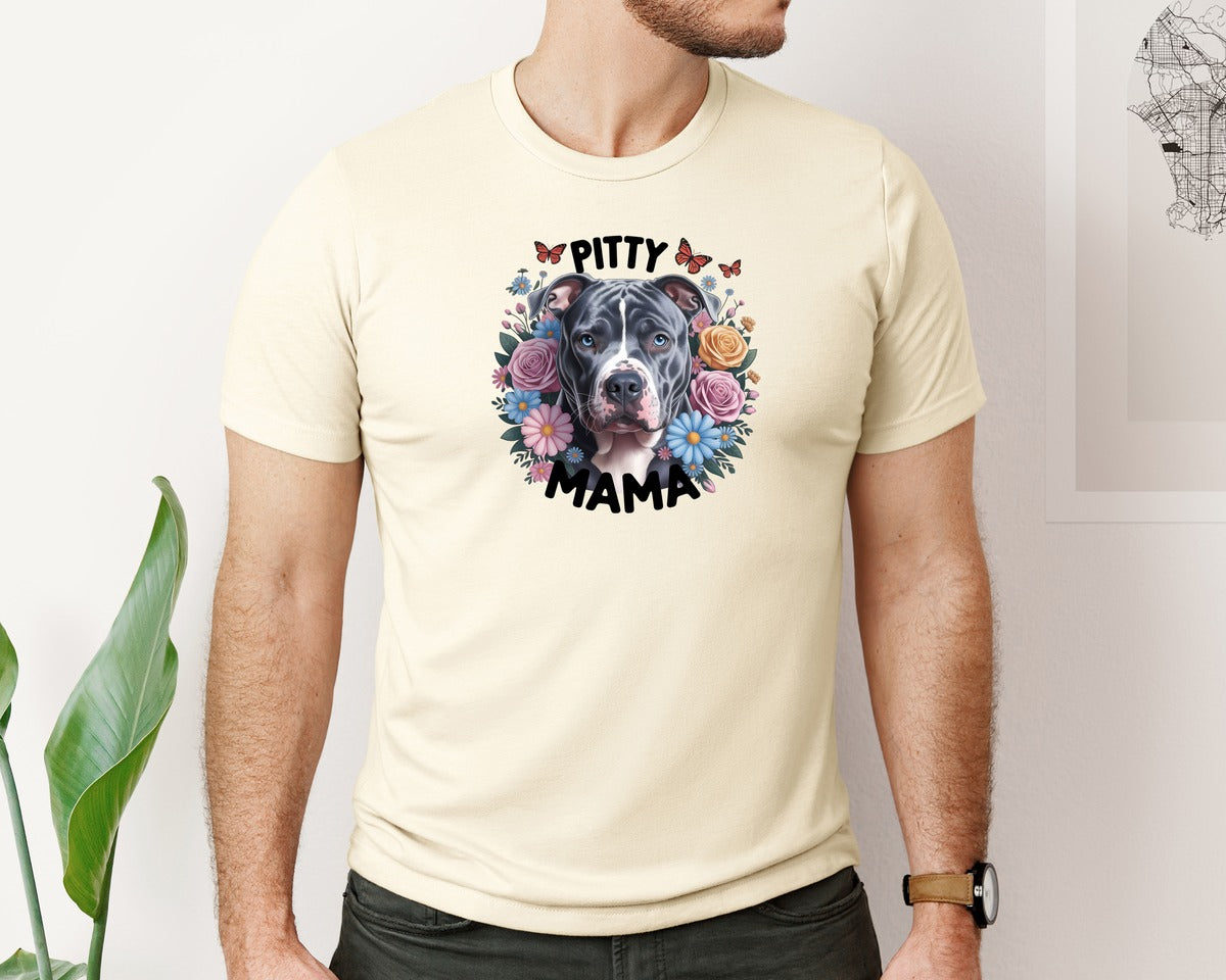 brand:Bella Canvas|color:Light Cream / Natural|Pitty Mama Cute Pitbull Dog 2 Graphic T-Shirt