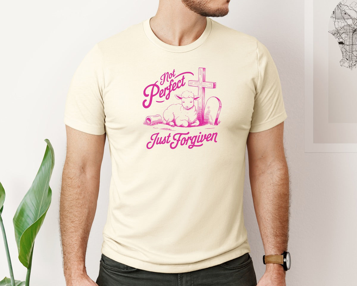 brand:Bella Canvas|color:Light Cream / Natural|Not Perfect Just Forgiven Design 18 Graphic T-Shirt