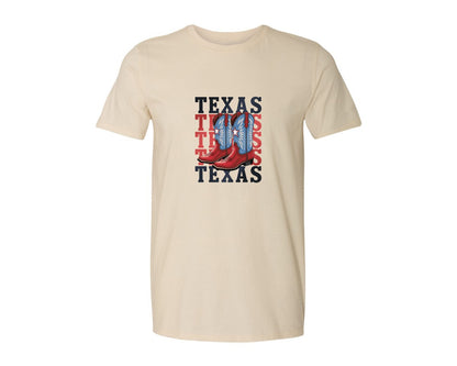 brand:Generic|color:Light Cream / Natural|Texas Cowboy Boots Western Rodeo 4 Graphic T-Shirt