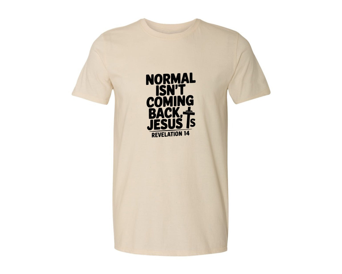 brand:Generic|color:Light Cream / Natural|Normal Isnt Coming Back But Jesus Is Sv Graphic T-Shirt