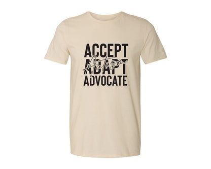 brand:Generic|color:Light Cream / Natural|Accept Adapt Advocate Autism Graphic T-Shirt