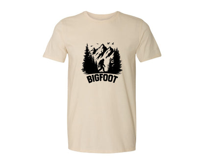 brand:Generic|color:Light Cream / Natural|Retro Bigfoot Silhouette Pixel Art Graphic T-Shirt