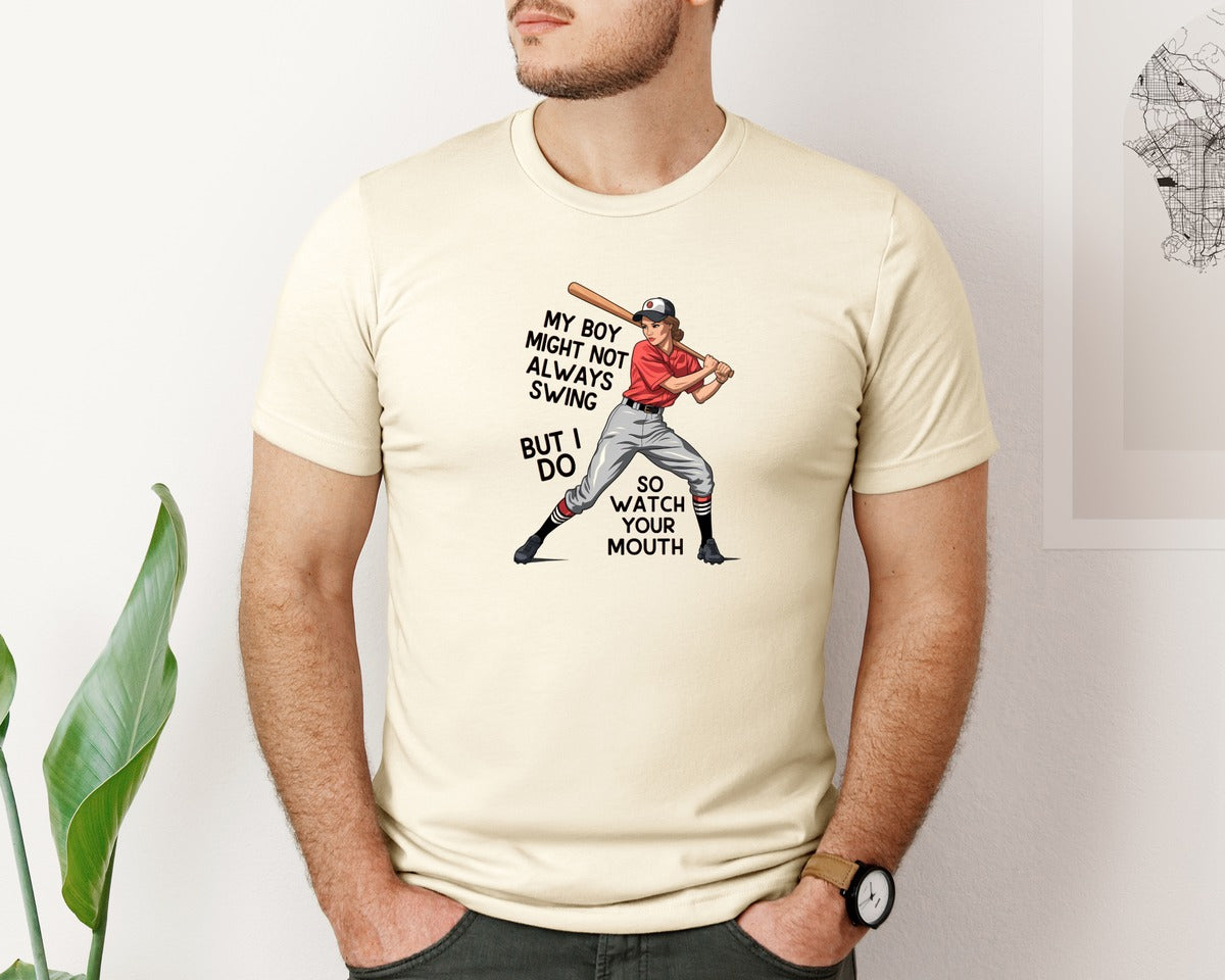 brand:Bella Canvas|color:Light Cream / Natural|Baseball Mom Funny Softball 3 Graphic T-Shirt