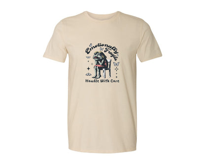 brand:Generic|color:Light Cream / Natural|Frog Woman With Tears Emotionally Shirt Graphic T-Shirt