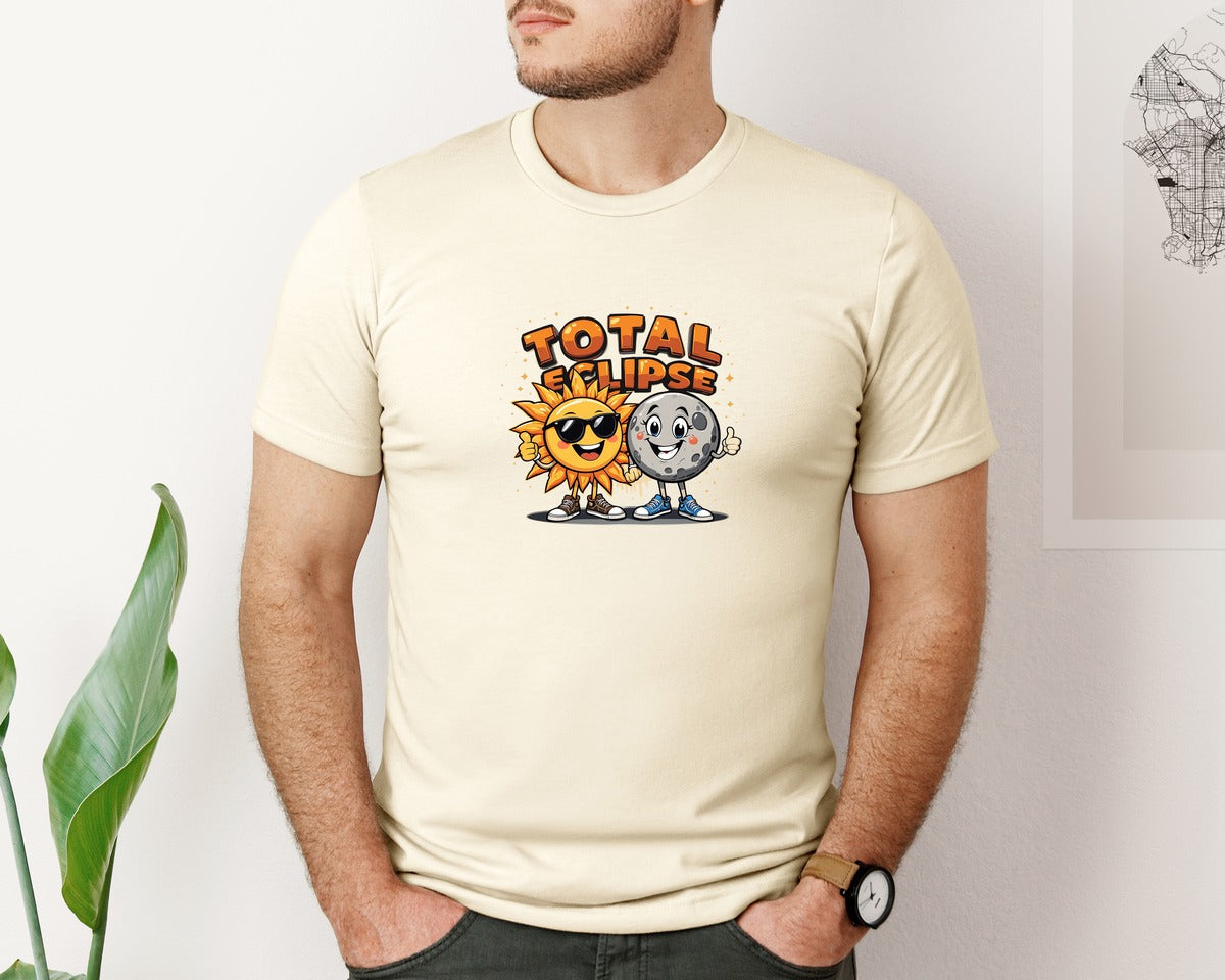 brand:Bella Canvas|color:Light Cream / Natural|Eclipse Cartoon T Shirt Design Graphic T-Shirt