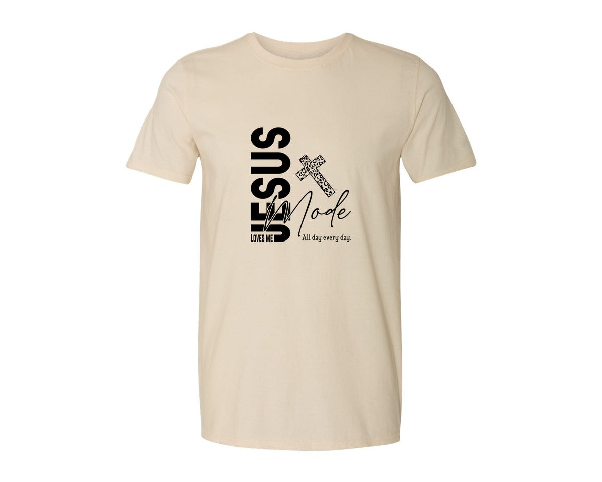 brand:Generic|color:Light Cream / Natural|Jesus Loves Me Love Like Jesus Graphic T-Shirt