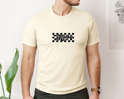 brand:Bella Canvas|color:Light Cream / Natural|Retro Mama Checkered Bow Coquette B Graphic T-Shirt