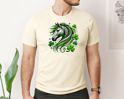 brand:Bella Canvas|color:Light Cream / Natural|St Patricks Day Horse Lucky Graphic T-Shirt