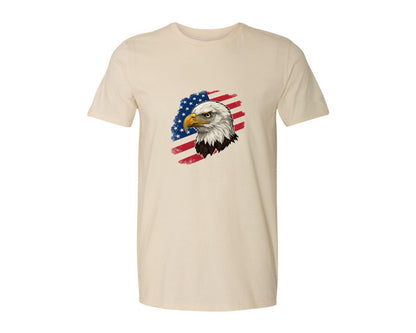 brand:Generic|color:Light Cream / Natural|American Eagle With Flag Patriotic Graphic T-Shirt