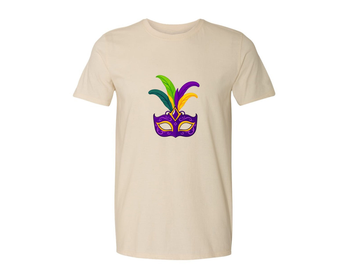 brand:Generic|color:Light Cream / Natural|Mardi Gras Mask T Shirt Design 4 Graphic T-Shirt