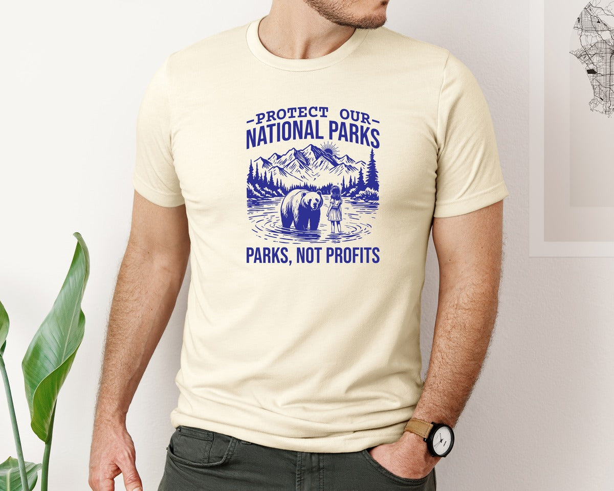 brand:Bella Canvas|color:Light Cream / Natural|Protect Our National Parks Shirt Save Graphic T-Shirt