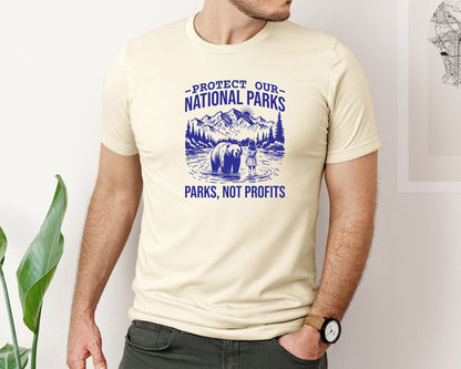 brand:Bella Canvas|color:Light Cream / Natural|Protect Our National Parks Shirt Save Graphic T-Shirt