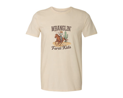 brand:Generic|color:Light Cream / Natural|Wranglin Feral Kids Western Mothers Day 3 Graphic T-Shirt