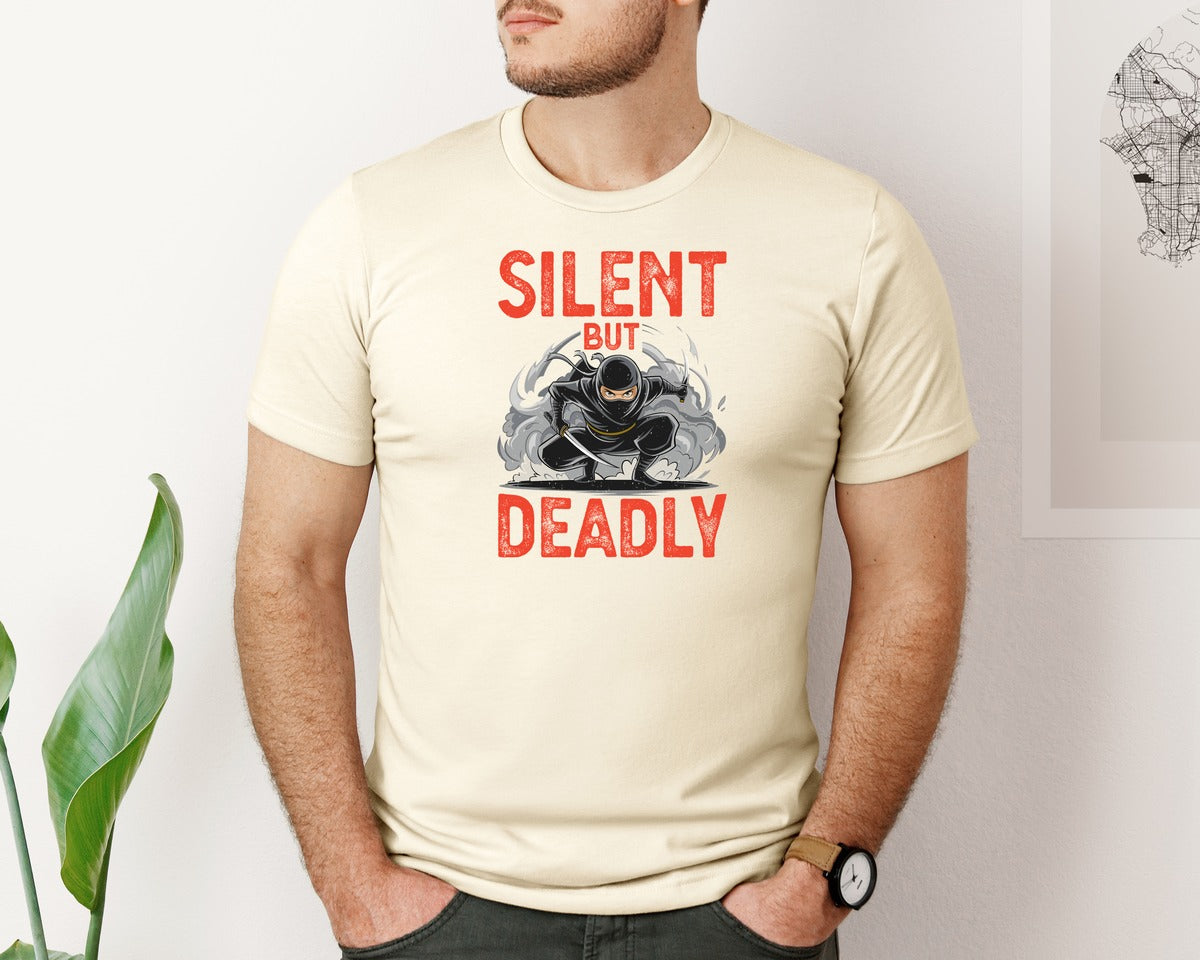 brand:Bella Canvas|color:Light Cream / Natural|Silent But Deadly T Shirt Graphic T-Shirt