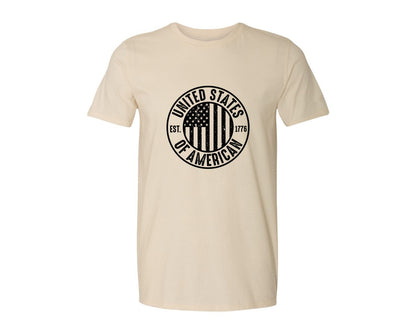 brand:Generic|color:Light Cream / Natural|United States Of America Patriotic Graphic T-Shirt