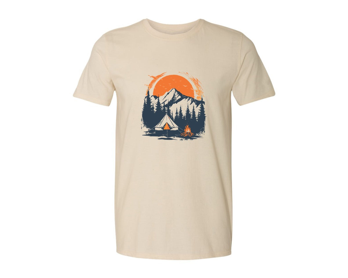 brand:Generic|color:Light Cream / Natural|Sunset Camping Adventure T Shirt Design 3 Graphic T-Shirt