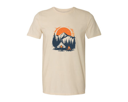 brand:Generic|color:Light Cream / Natural|Sunset Camping Adventure T Shirt Design 3 Graphic T-Shirt