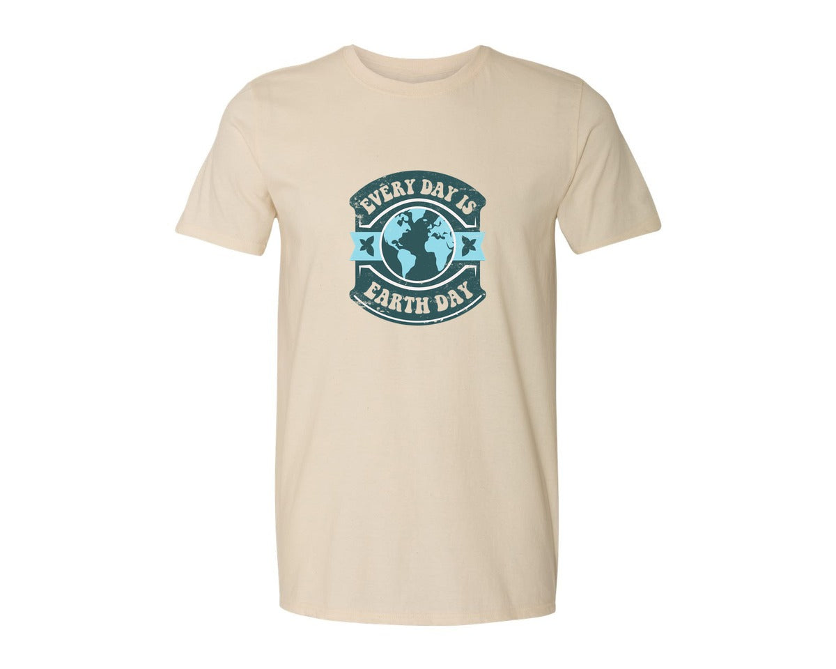 brand:Generic|color:Light Cream / Natural|Everyday Is Earth Day Graphic T-Shirt