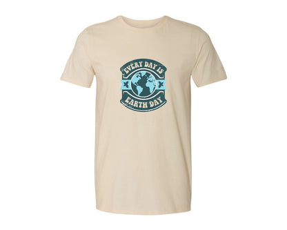 brand:Generic|color:Light Cream / Natural|Everyday Is Earth Day Graphic T-Shirt