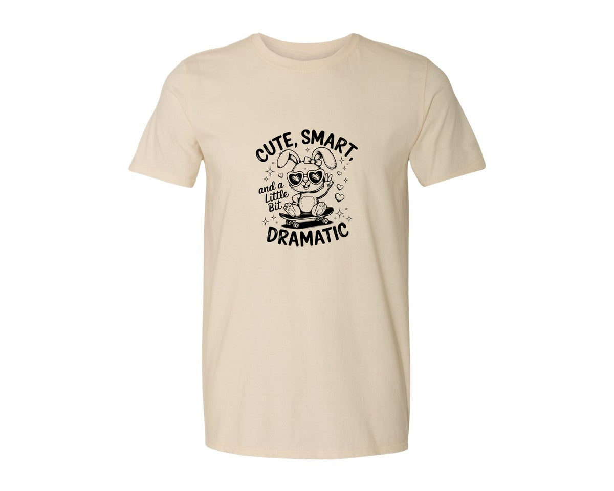 brand:Generic|color:Light Cream / Natural|Cute Smart And A Little Bit Dramatic T Graphic T-Shirt