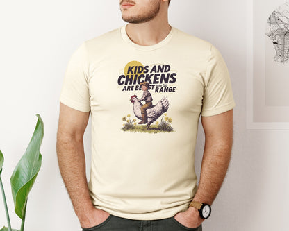 brand:Bella Canvas|color:Light Cream / Natural|Kids And Chickens Vintage Farm Graphic T-Shirt