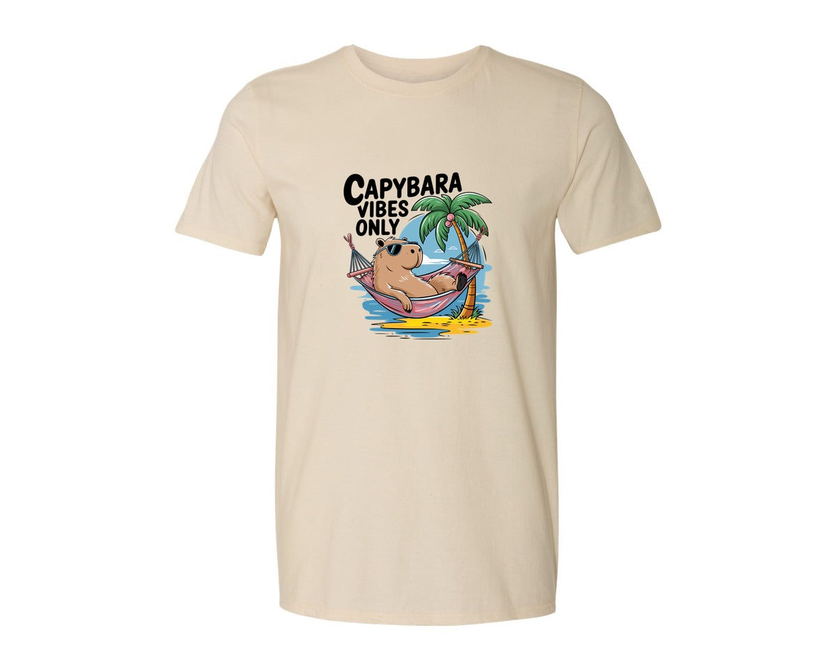 brand:Generic|color:Light Cream / Natural|Capybara Vibes Only Summer T Shirt Print Graphic T-Shirt