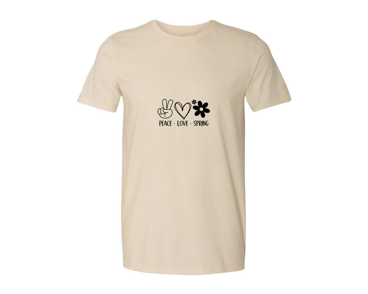 brand:Generic|color:Light Cream / Natural|Peace Love Spring 4 Graphic T-Shirt